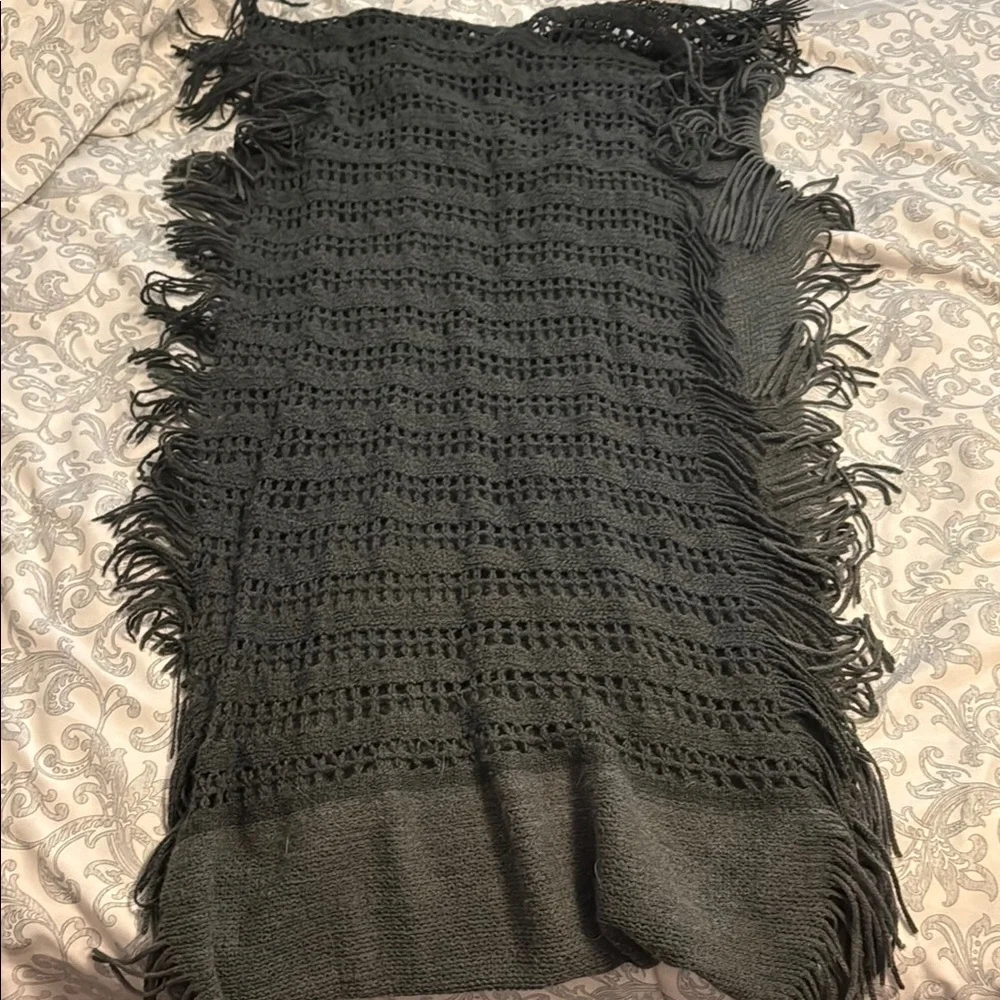 Chic Black Infinity Scarf with Fringe